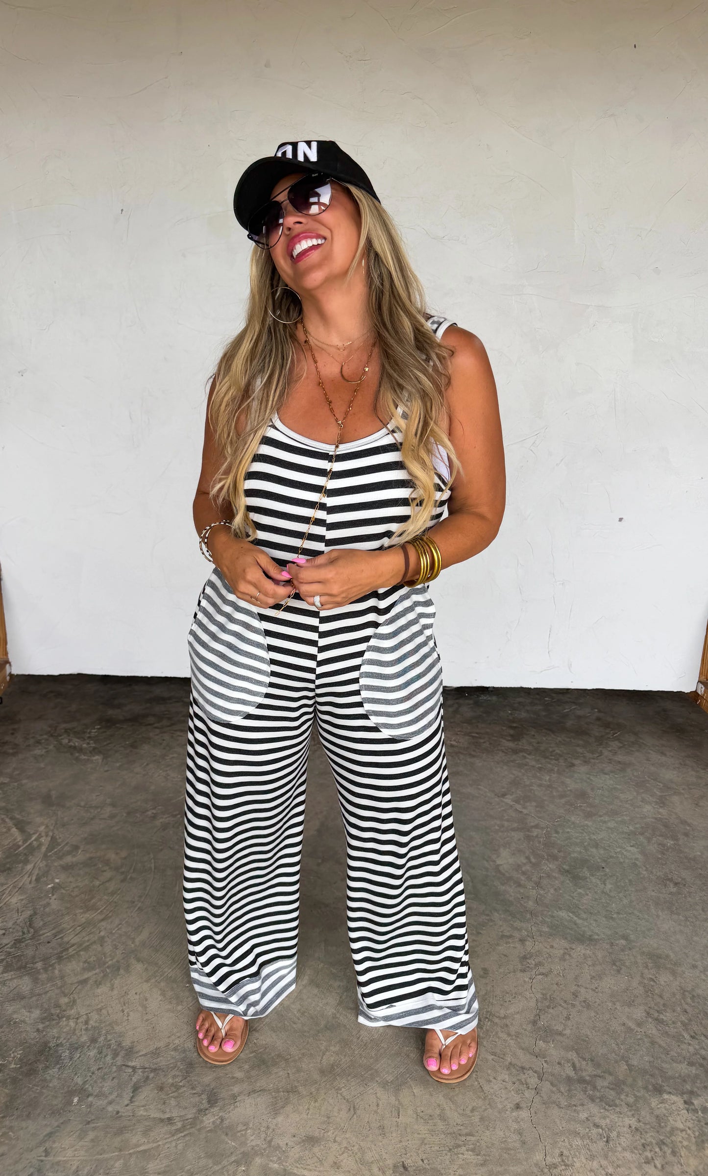 Black Ricki Stripe Terry Romper ETA end of July