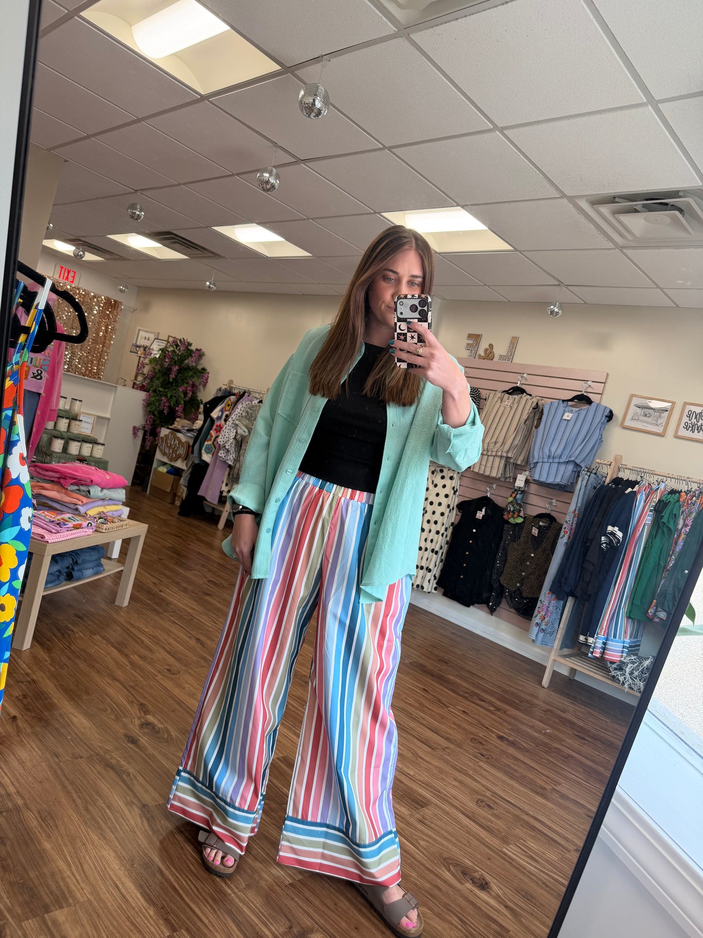 Multi Stripe Wide Leg Pants