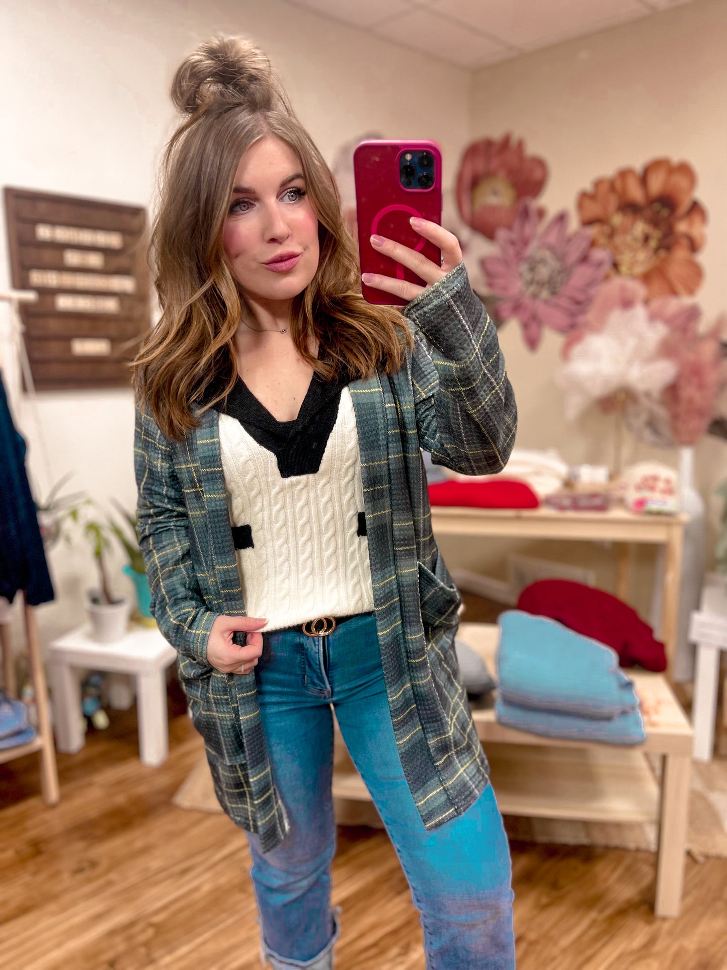 Green Plaid Lola Cardigan