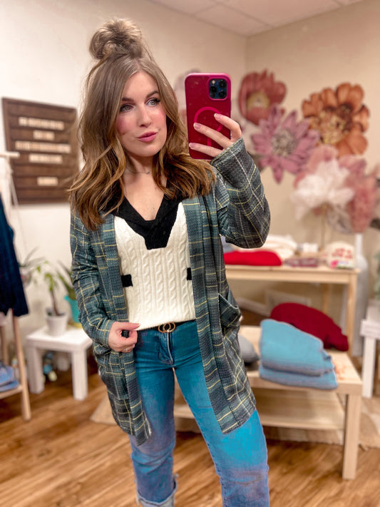 Green Plaid Lola Cardigan