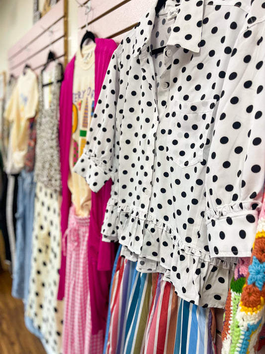 Polka Dot Peplum Top