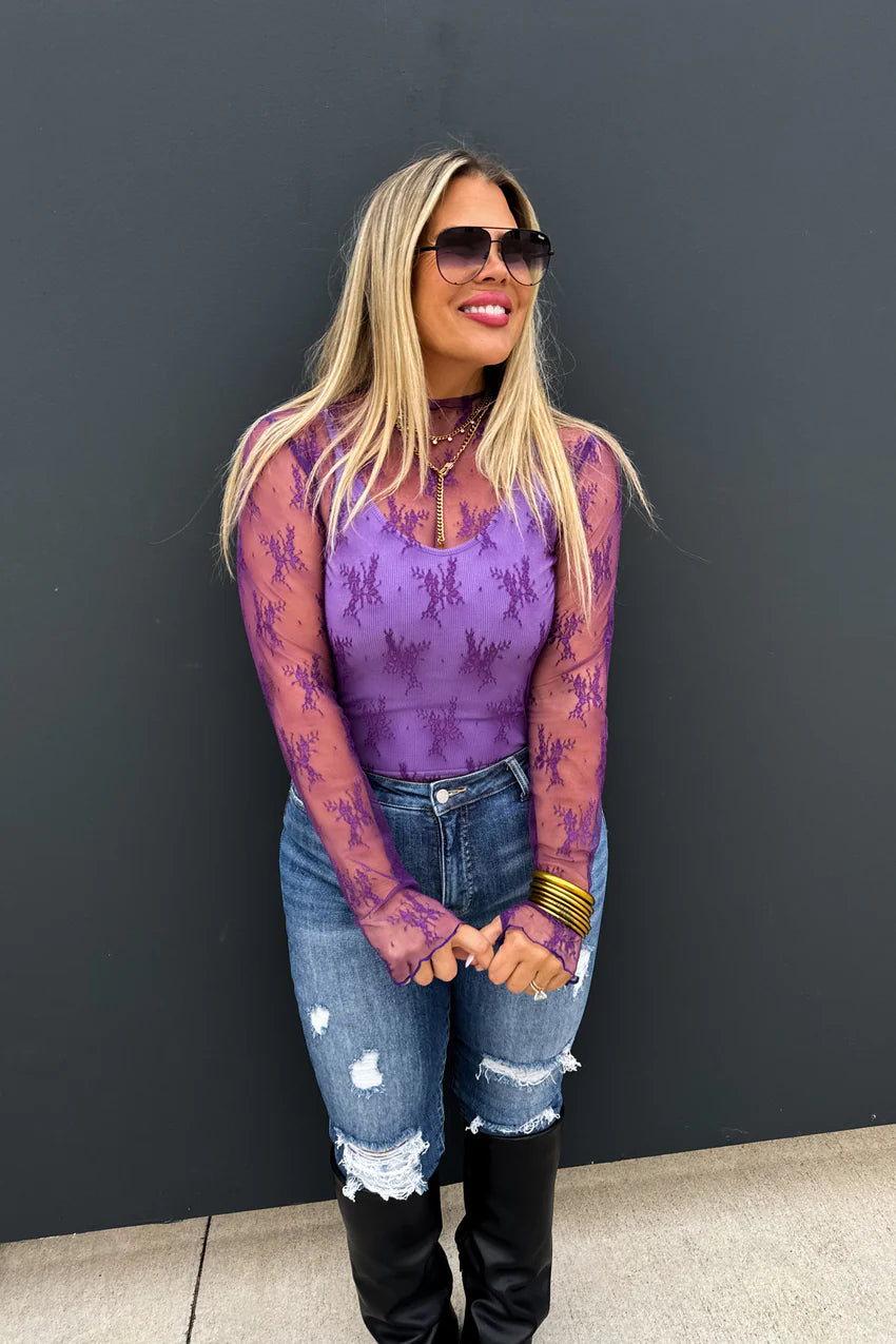 Valentine Roxy Purple Lace Top