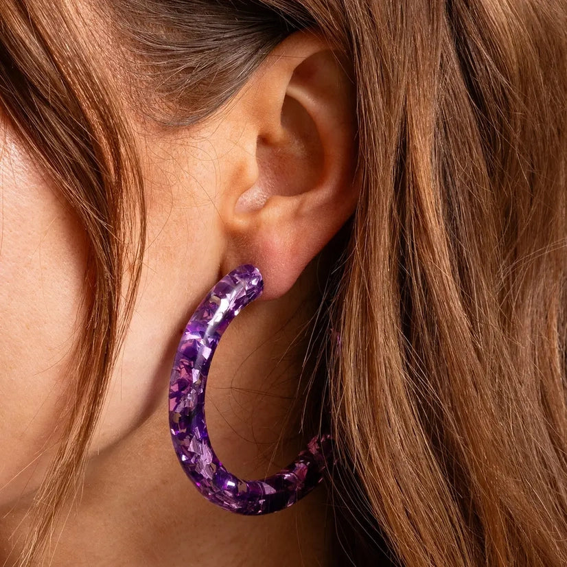 Purple Confetti Hoops