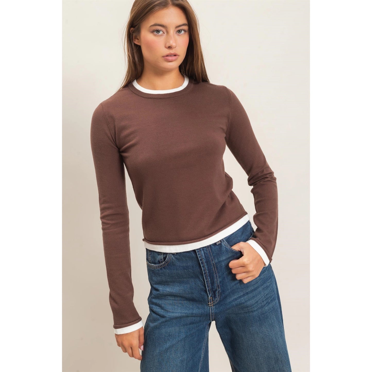 Brown Layered Long Sleeve