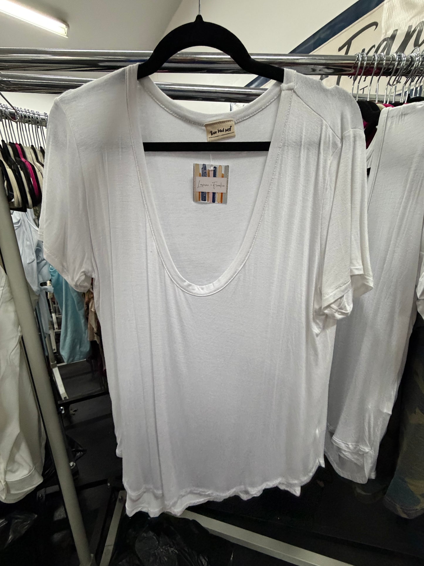 Three Bird Nest White Scoop Bralette Tee