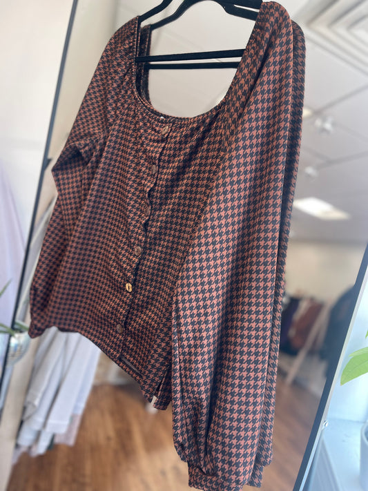 Houndstooth Square Neck Top