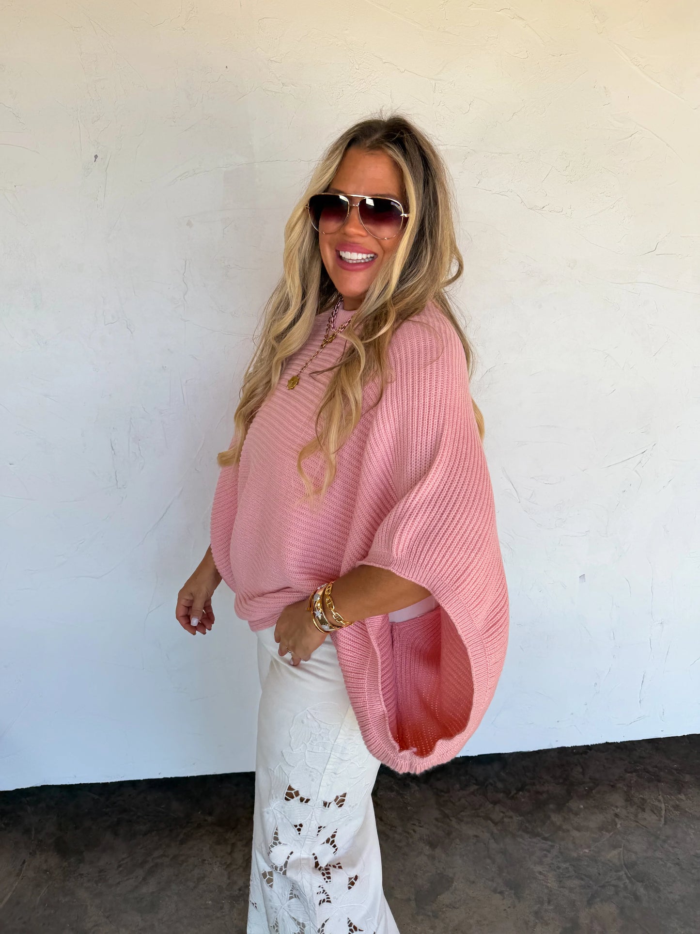 Spring Peach Meg Pullover Poncho [[PRE-ORDER]]