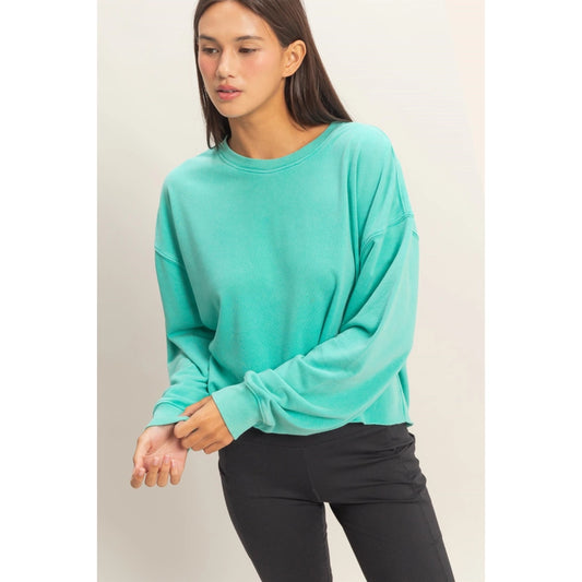 Cropped Mineral Wash Sweatshirt