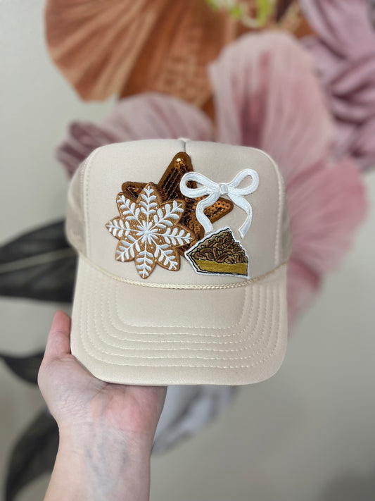 Neutral Holiday Pie Custom Trucker Hat