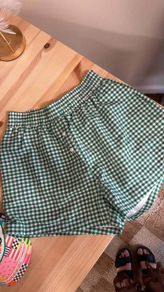 Kelly Green Gingham Boxer Shorts