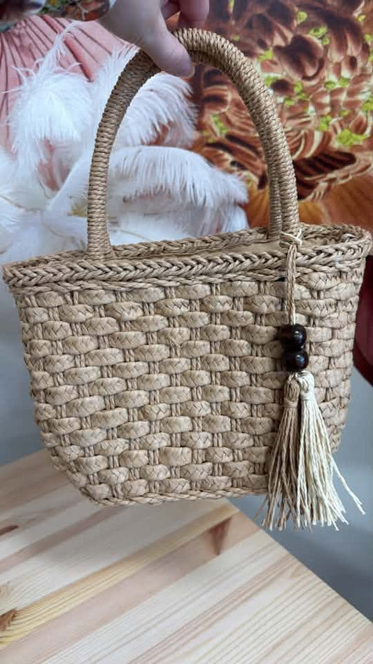 Braided Basket Weave Rattan Bag