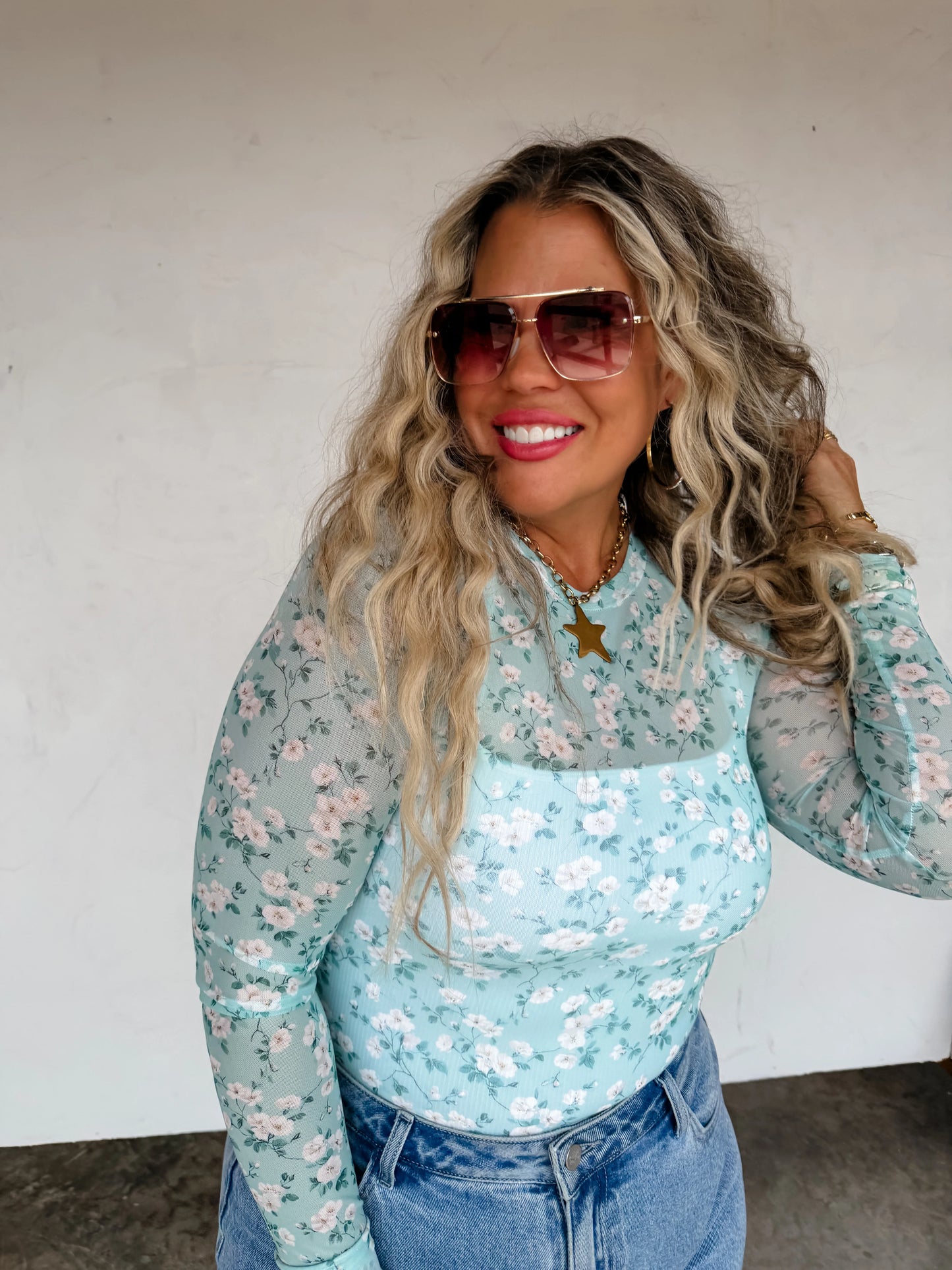 Spring Mesh Top Sage