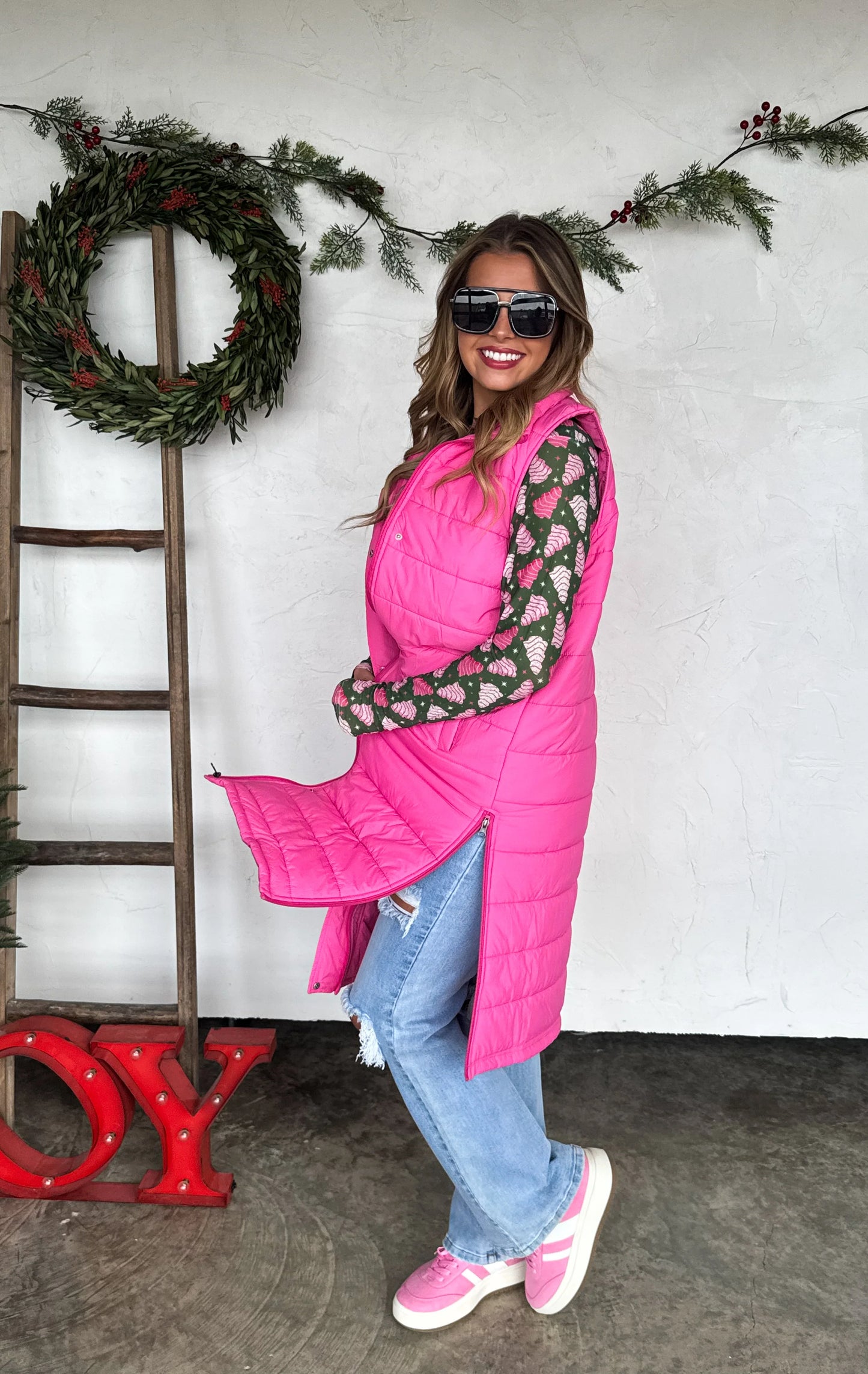 Kendall Long Puffer Vest in Pink [[PRE-ORDER]]