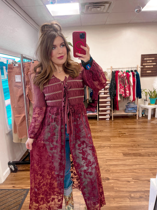 Embroidered Maxi Kimono