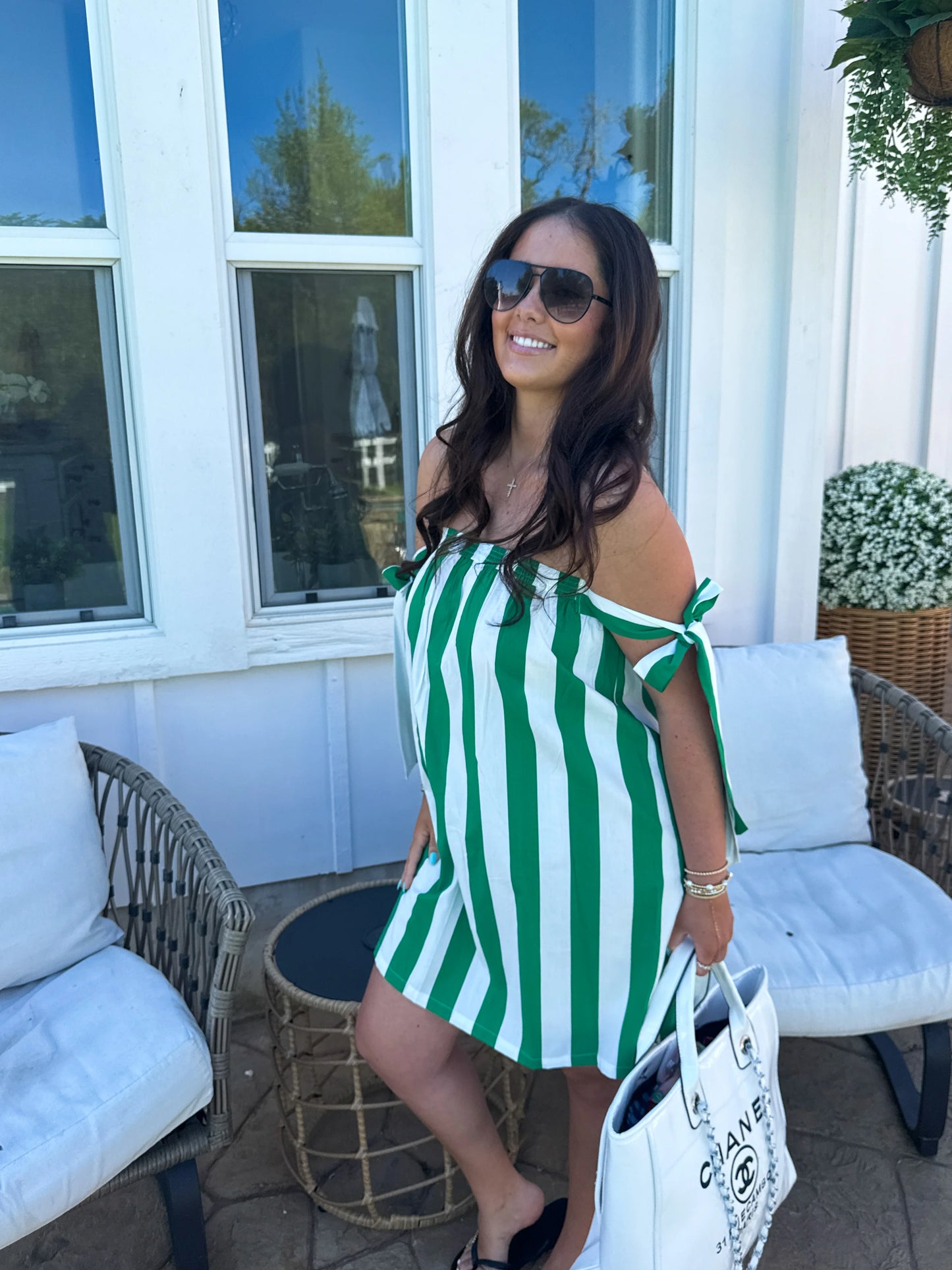 Boardwalk Babe Dress Green Stripe [[PRE-ORDER]]
