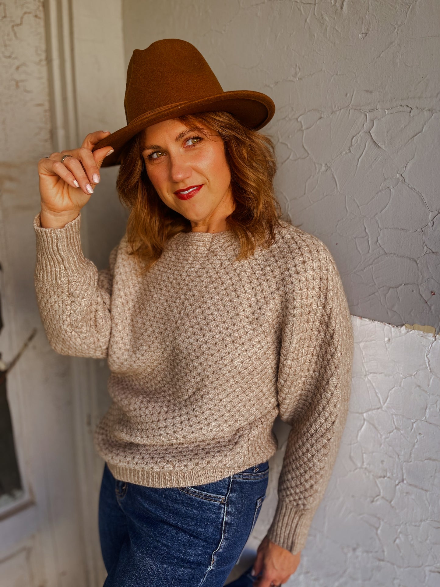 Latte Waffle Knit Sweater