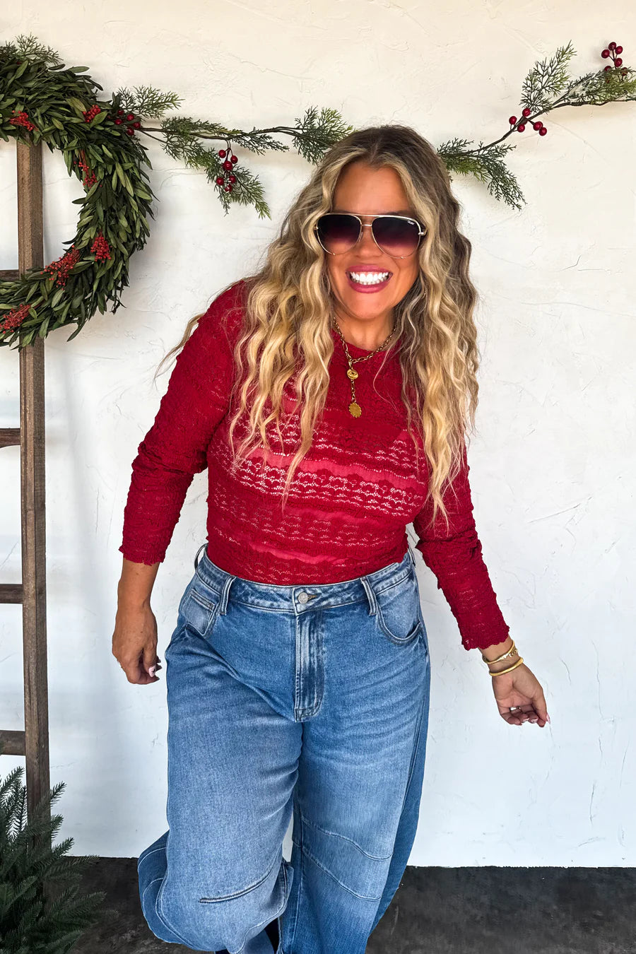 Wine Rosalie Lace Top [[PRE-ORDER ETA 1st week of Jan]]