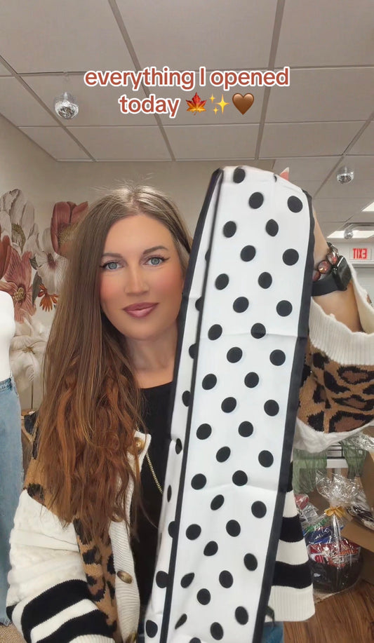 Polka Dot Satin Skinny Scarf
