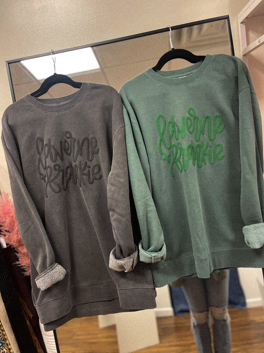 Black Puff Print Crewneck