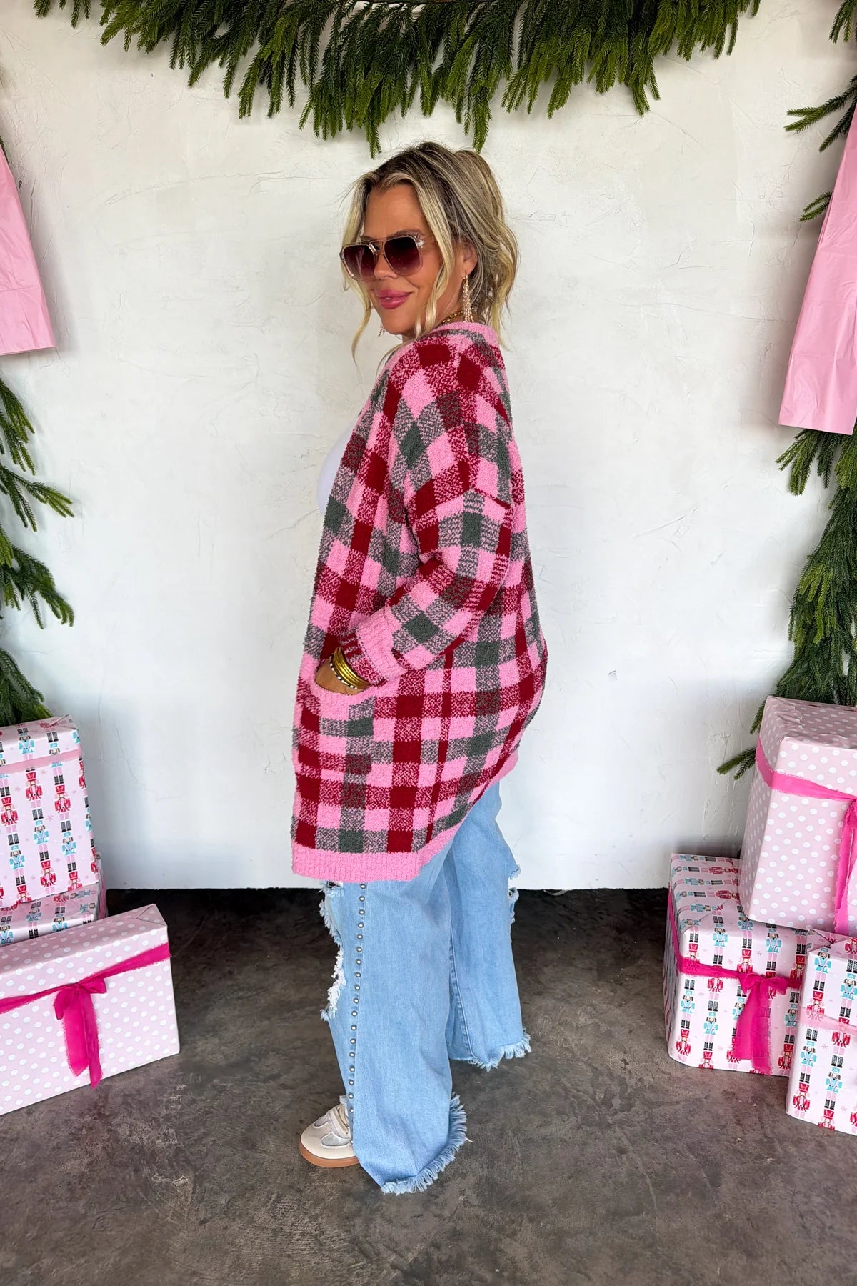 Plaid Christmas Cloud Cardigan