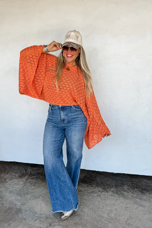 Free Spirit Orange Bell Sleeve Top [[PRE-ORDER]]