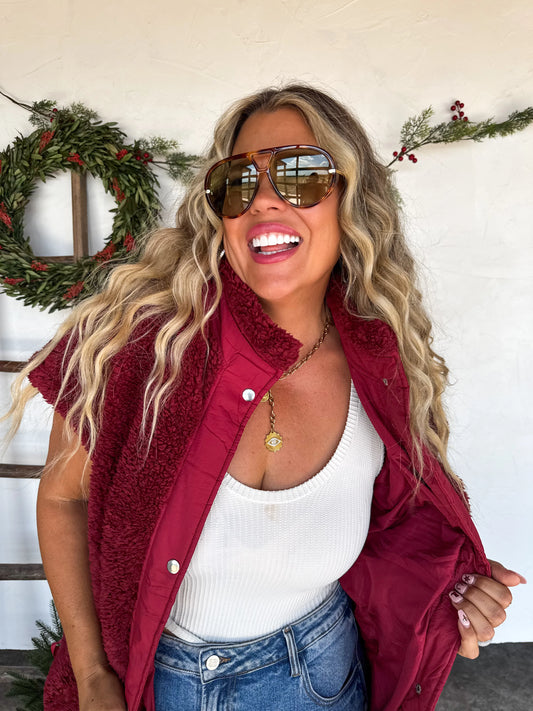 Wine Linden Sherpa Vest [[PRE-ORDER]]