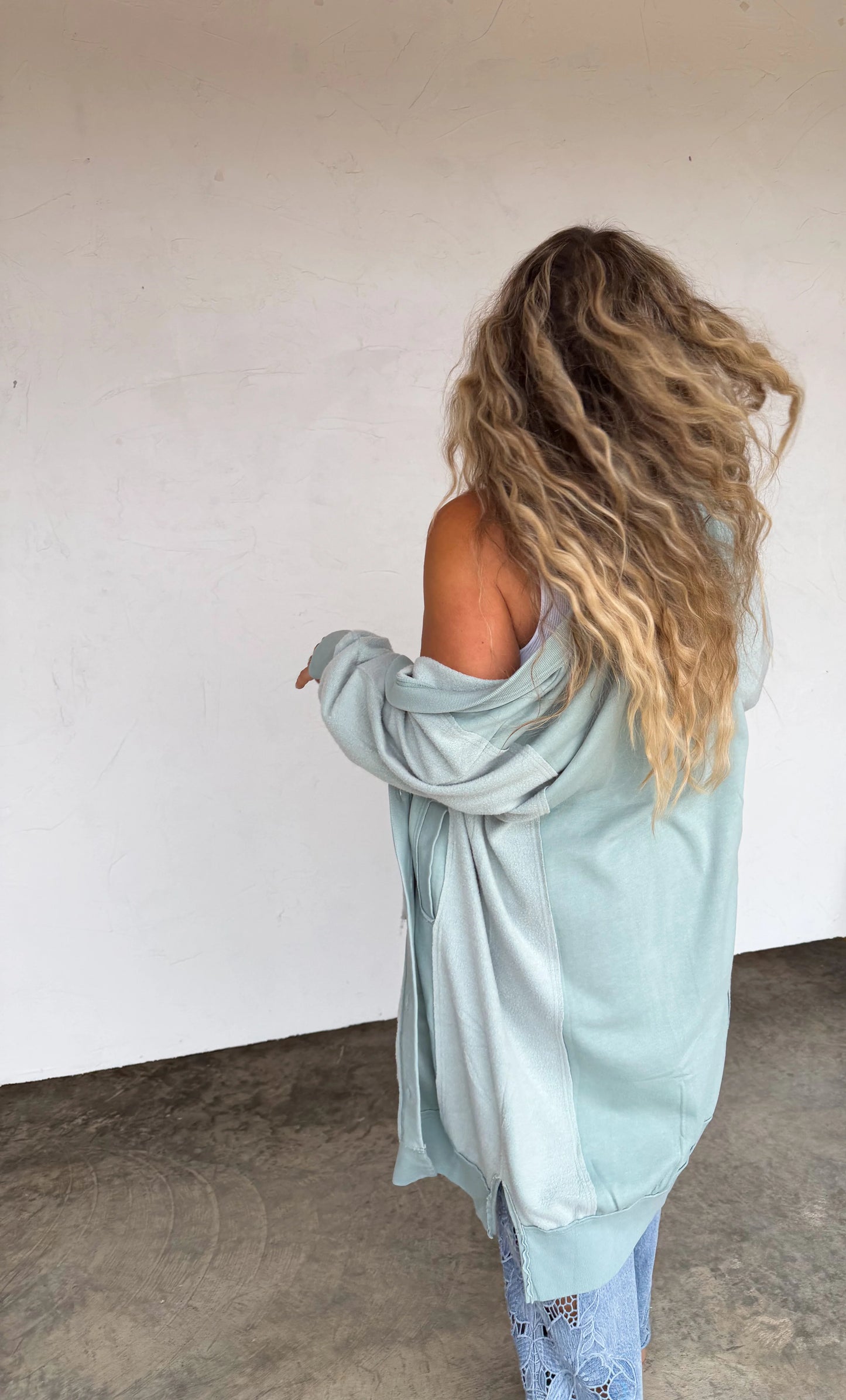 Sweatshirt Cardigan Sage
