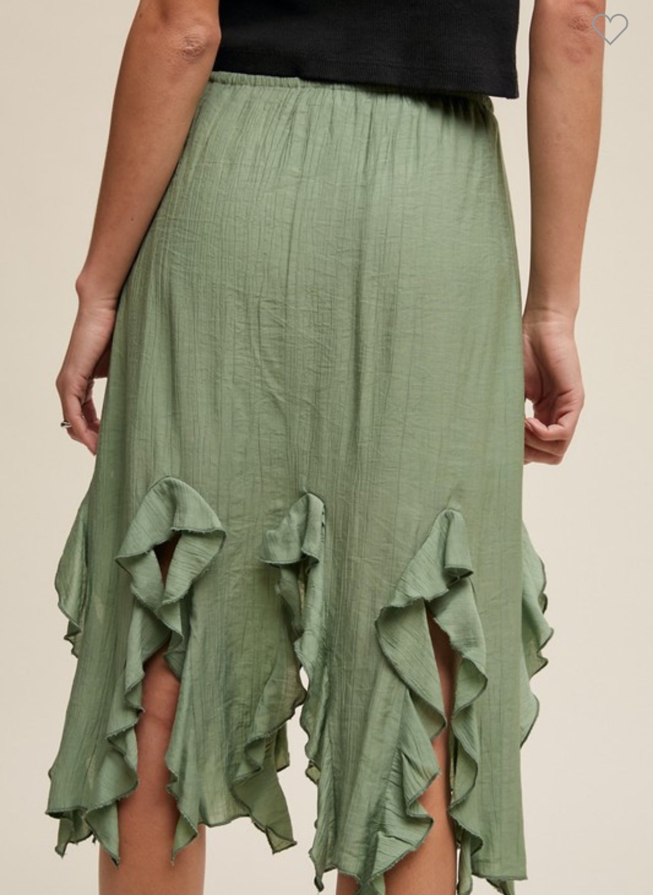 Sage Fringe Ruffle Skirt