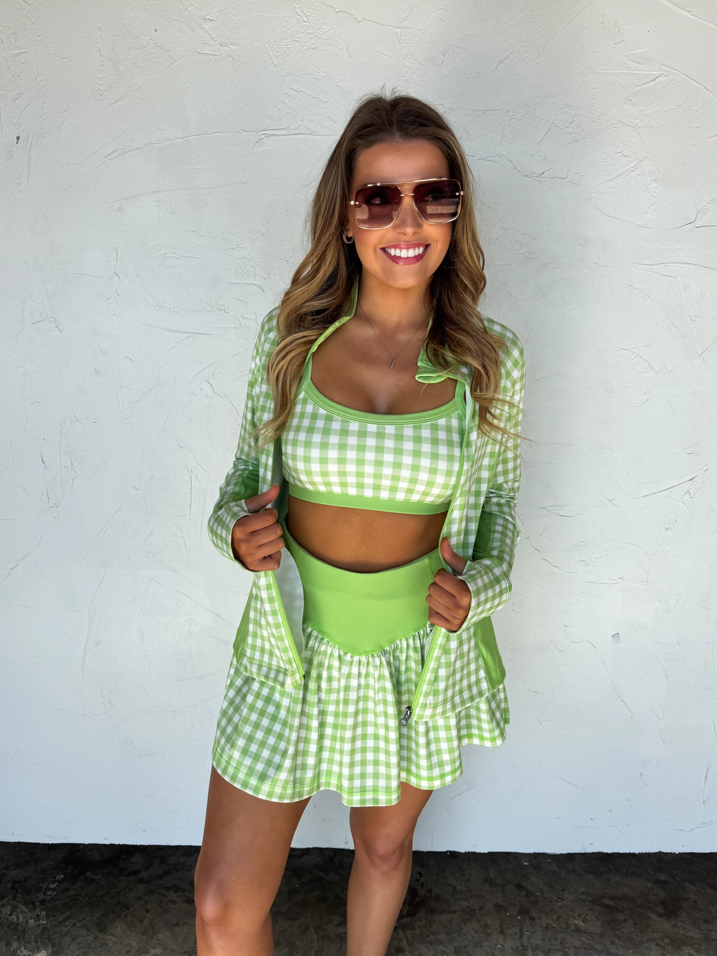 Green Gingham Zip Up Jacket [[PRE-ORDER]]