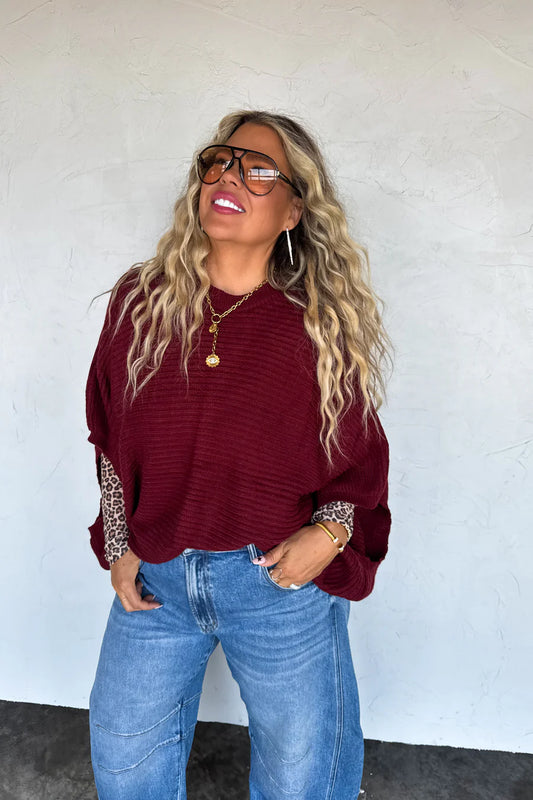 Fall Meg Pullover Poncho in Wine [[PRE-ORDER]]