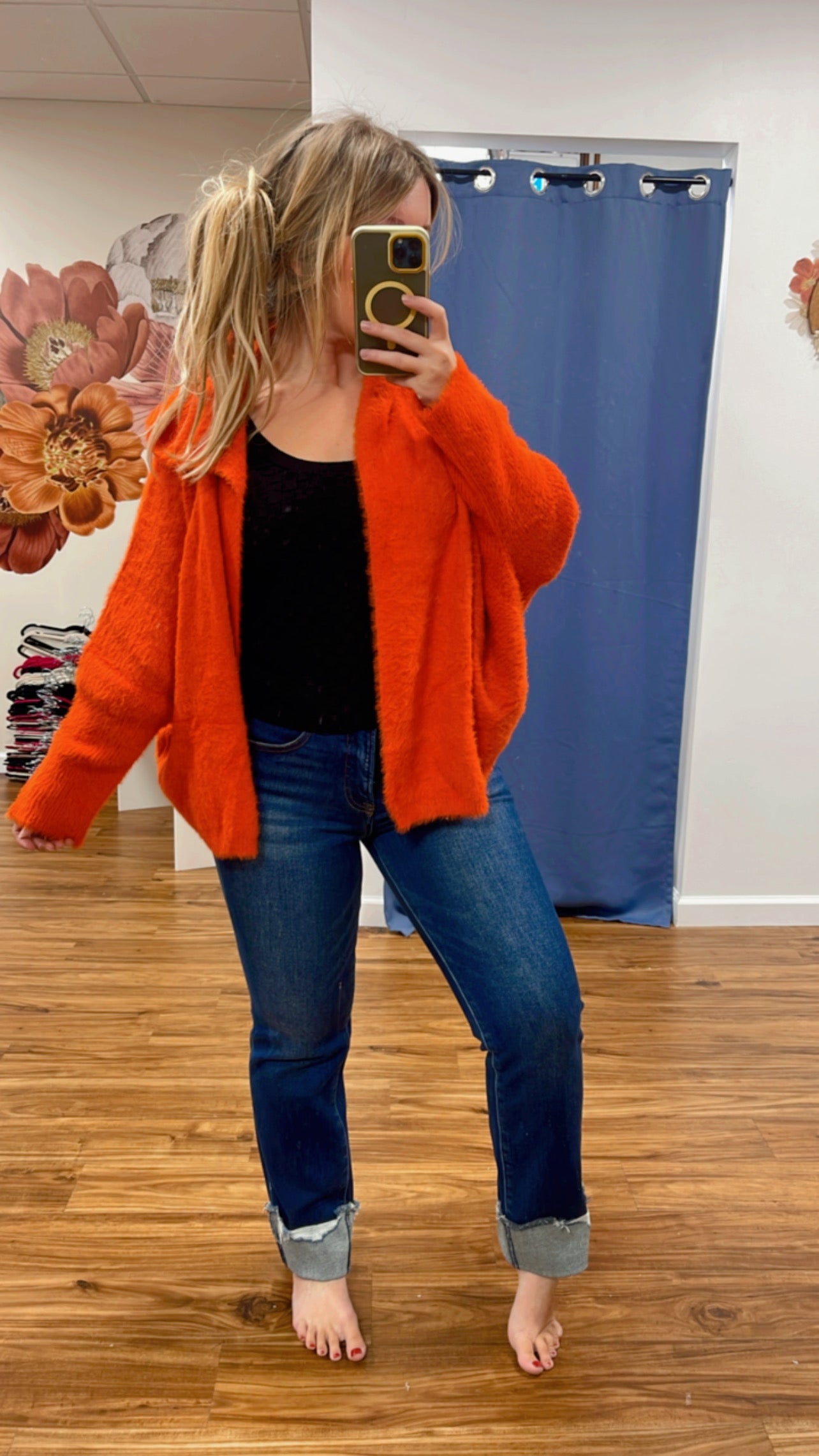 Fuzzy Orange Cardigan