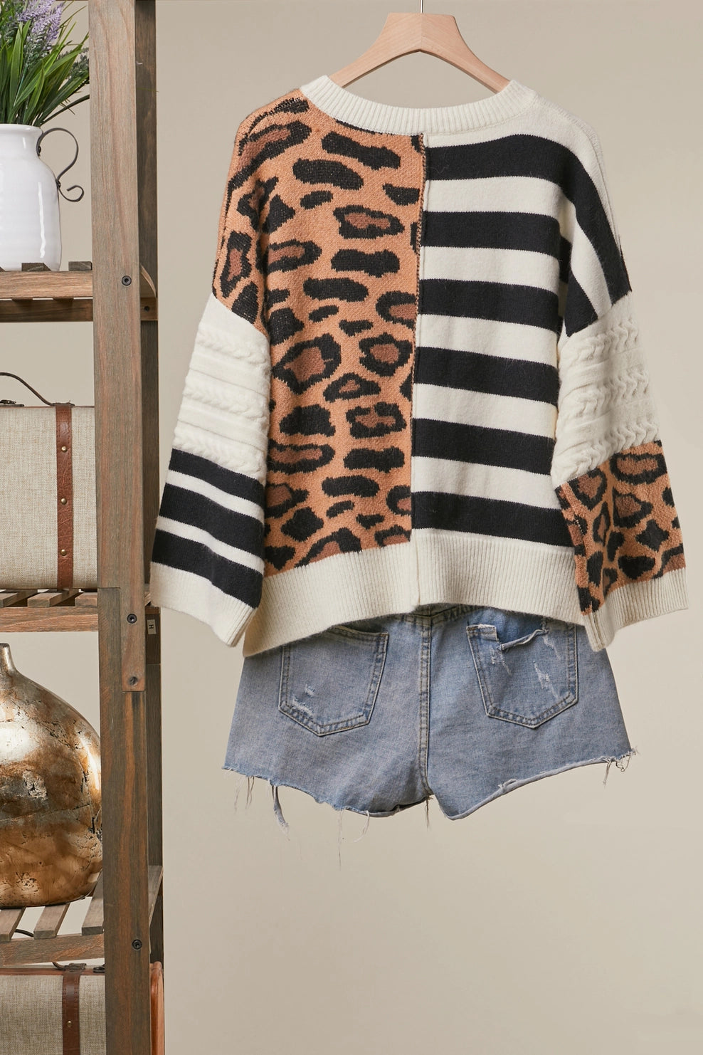 Bold Stripe & Leopard Cardigan