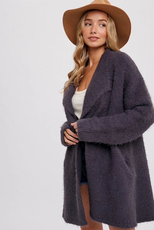 Soft Fuzzy Drape Cardigan