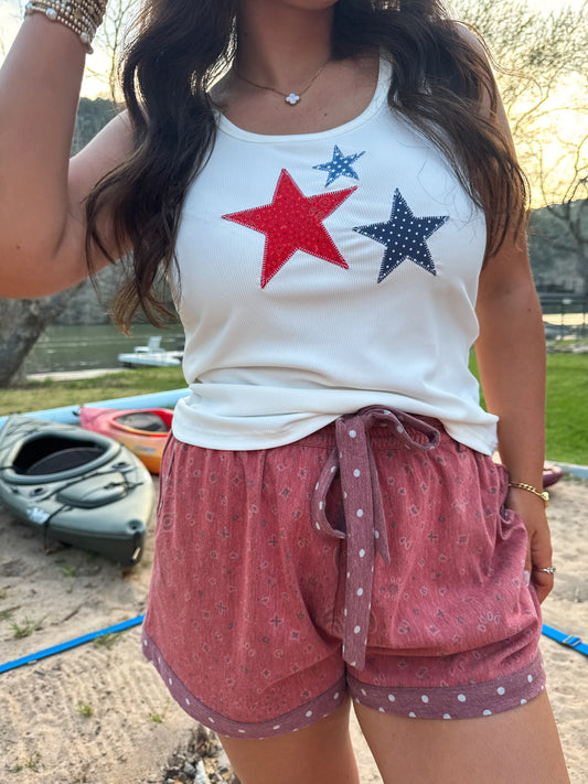 POLKA DOT PIPER STRETCH DENIM SHORTS [[PRE-ORDER]]