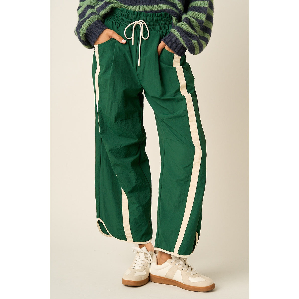 Forest Sporty Stripe Barrel Pants