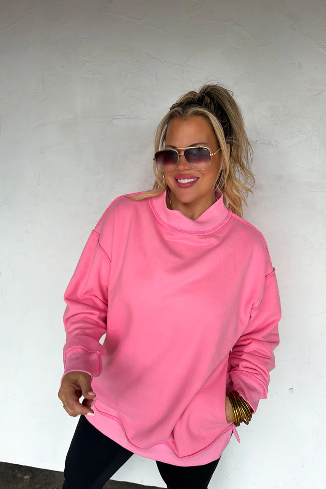 Pink Spring Mock Neck Pullover [[PRE-ORDER]]