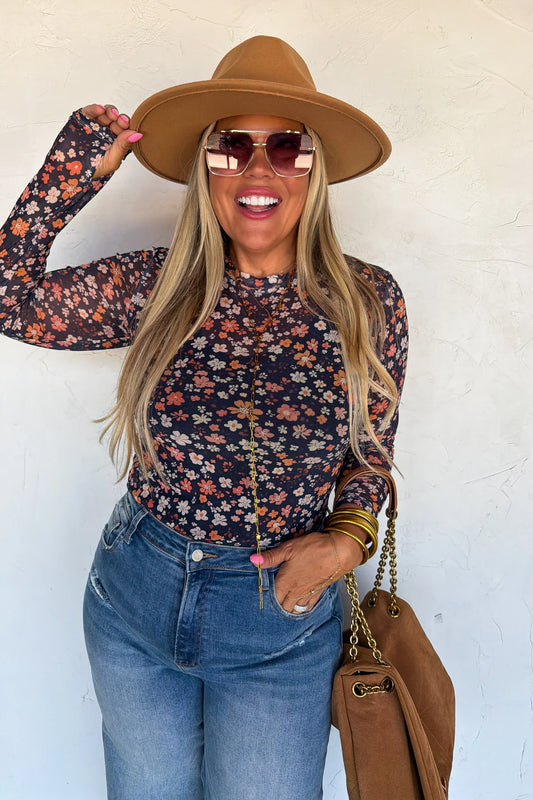 Navy Fall Mesh Top
