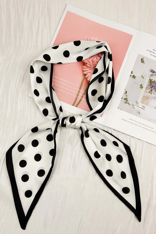 Polka Dot Satin Skinny Scarf