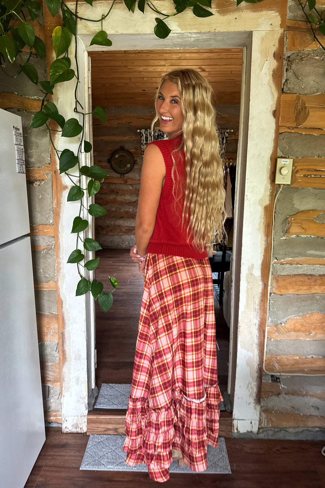 Wander West Maxi Skirt in Plaid