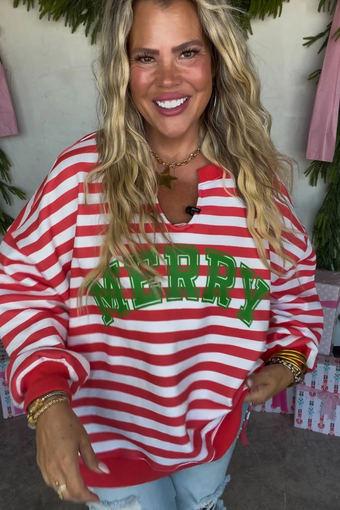 Merry Oversized Pullover Red/White