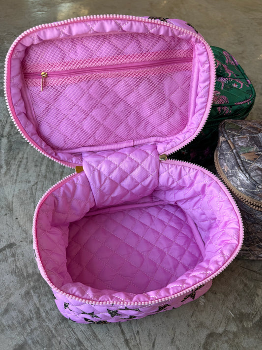 Cheetah Quilted Puffer Makeup Bag [[PRE-ORDER]]
