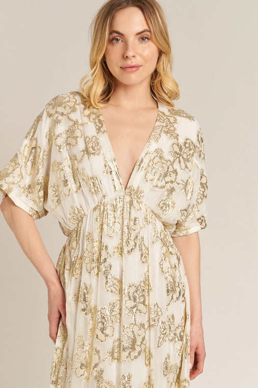 Gold Kimono Maxi Dress