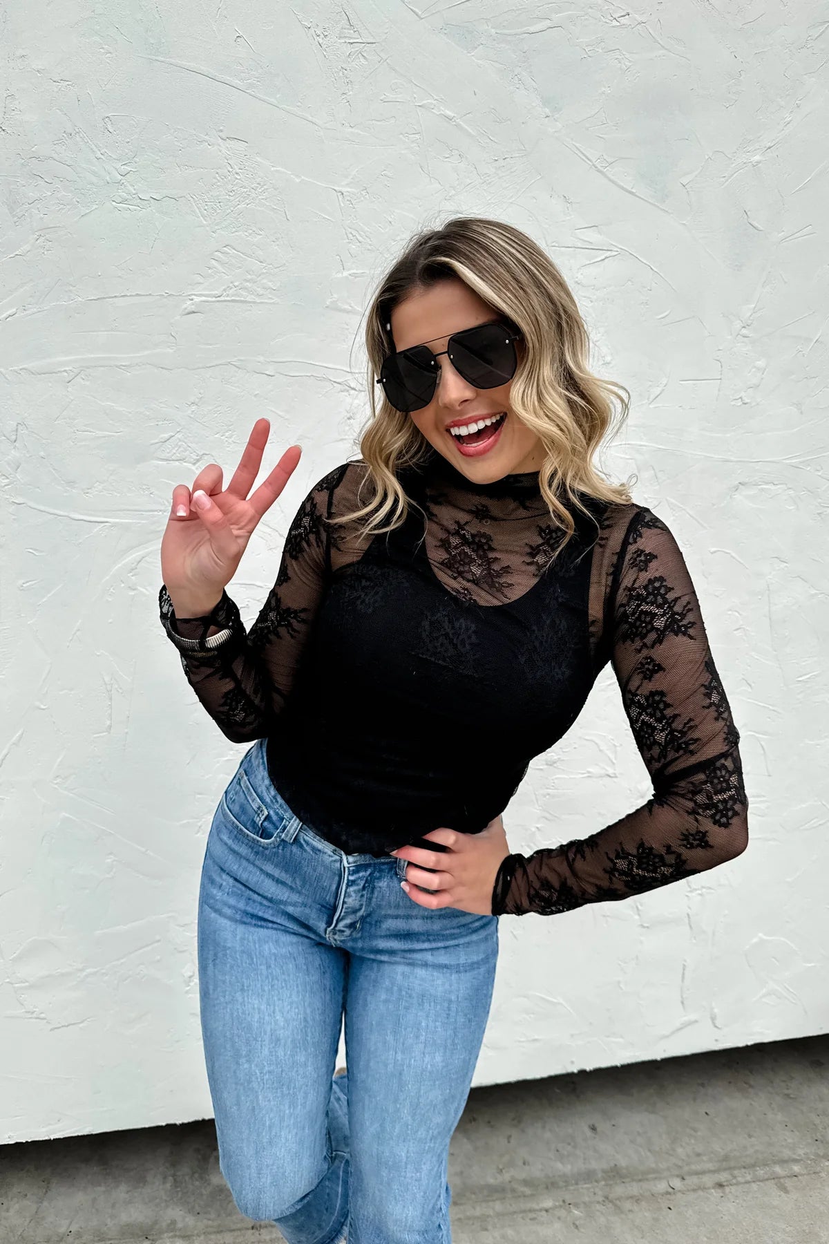 Valentine Roxy Black Lace Top