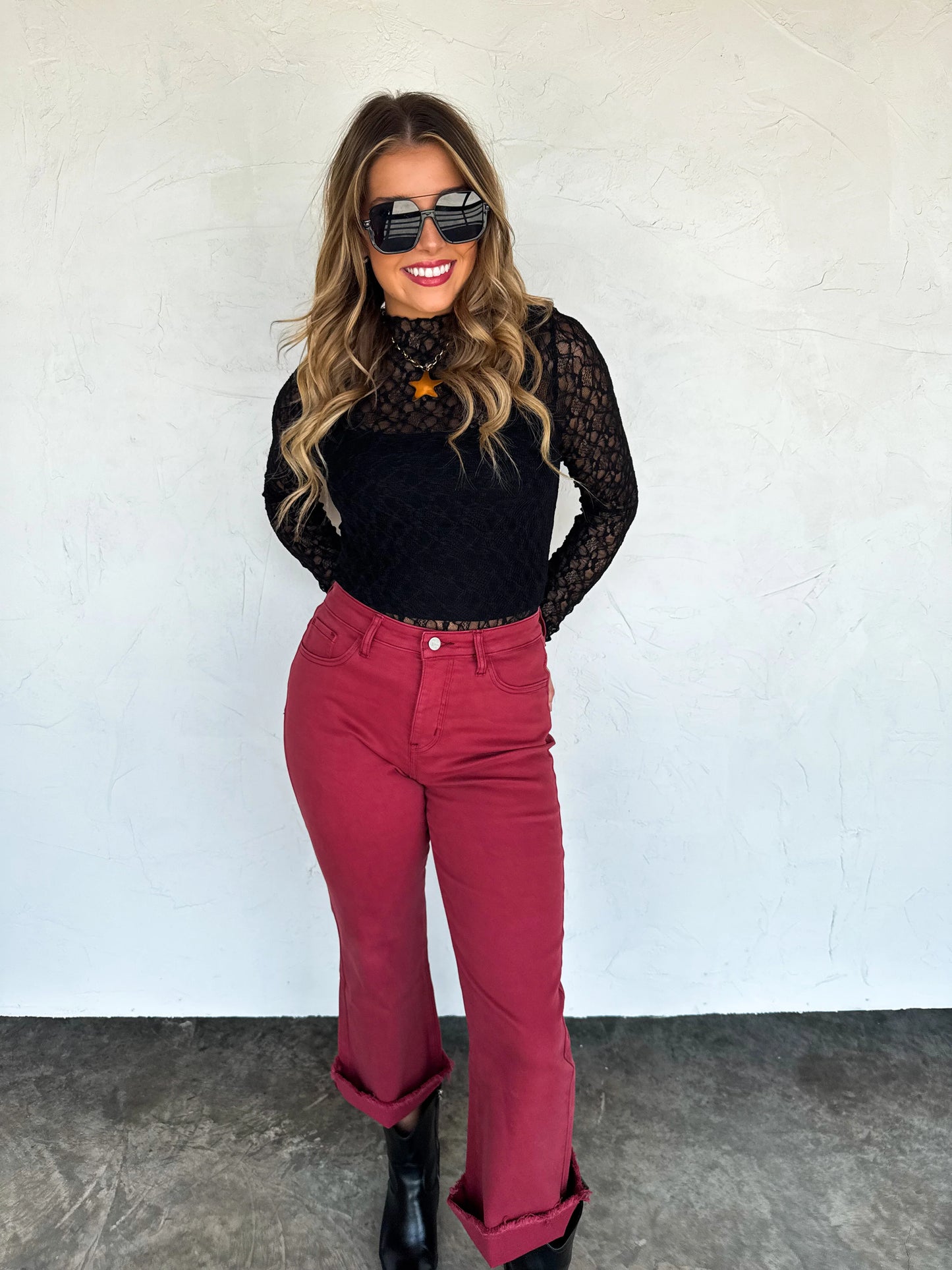Urban Non-Distressed Crop Jean in Burgundy [[PRE-ORDER]]