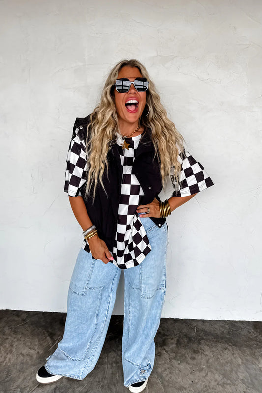 Check Side Slit Top Black [[PRE-ORDER]]