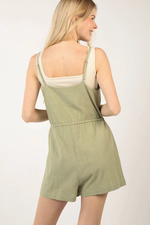 Sage Button Down Romper - S