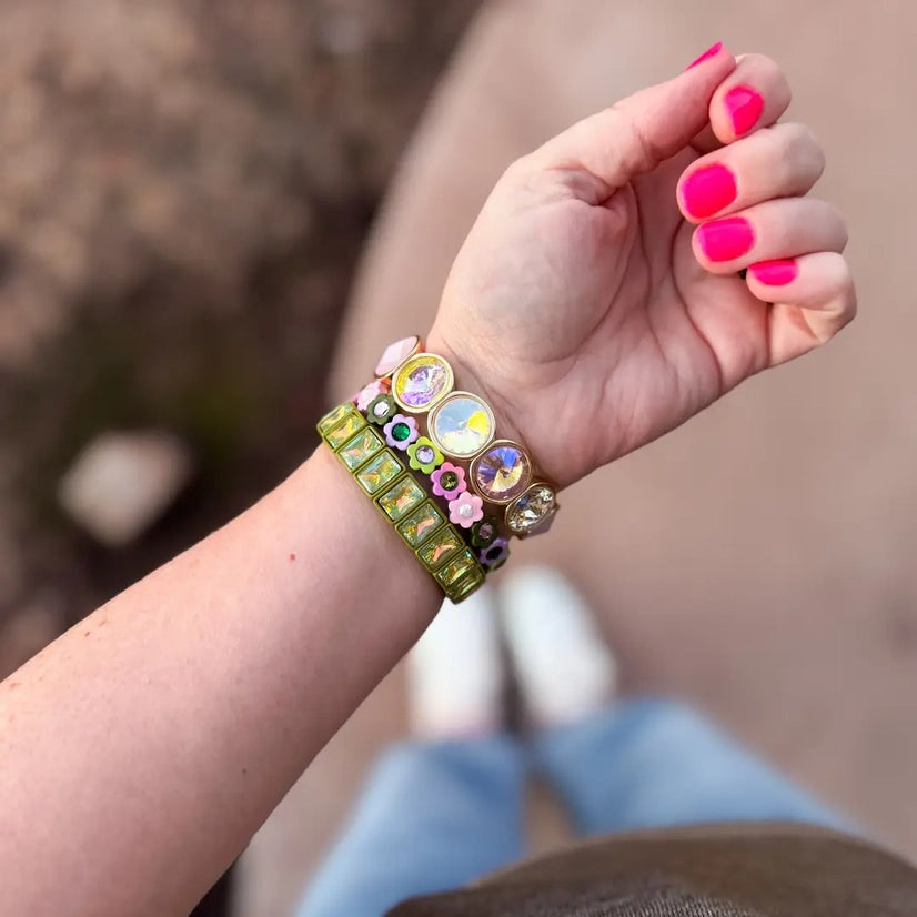 Daisy Pink/Green Bracelet