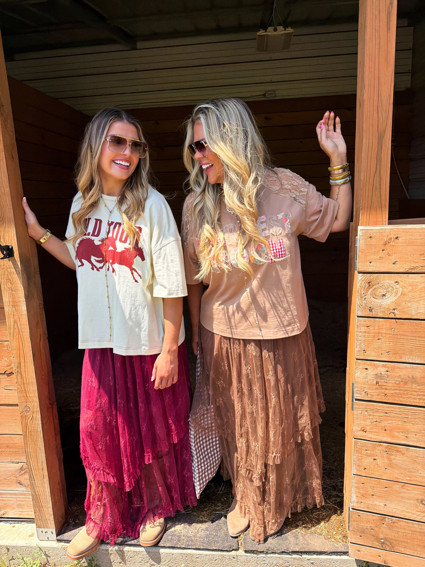 Autumn Blooming Maxi Skirt in Brown