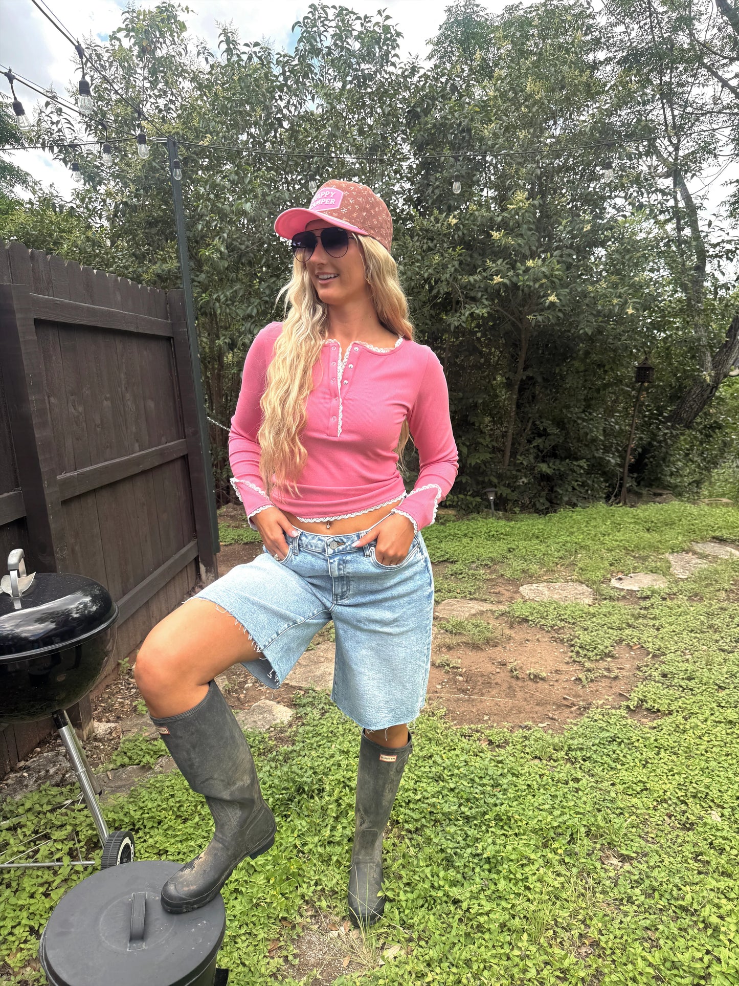 Rosie Lace Henley in Pink [ETA end of August]