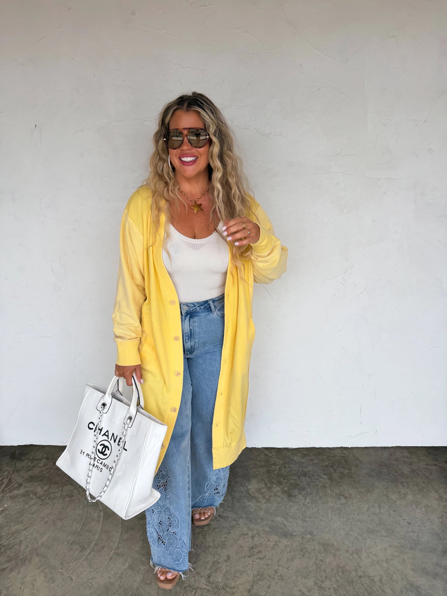 Sweatshirt Cardigan Yellow